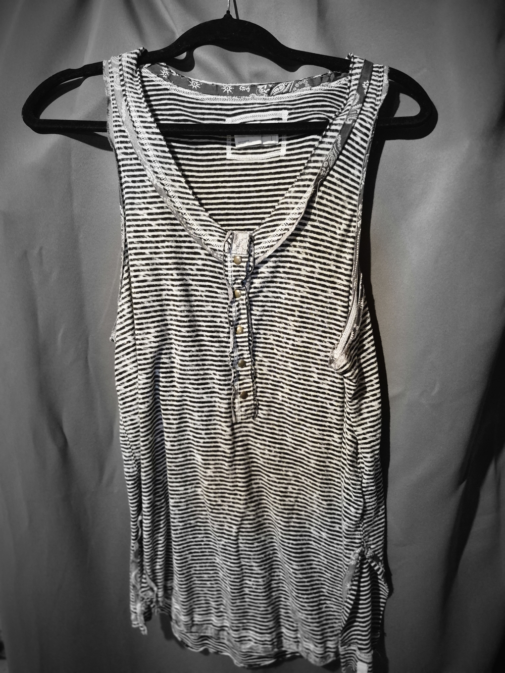 We The Free Striped Henley Tank - Black & White